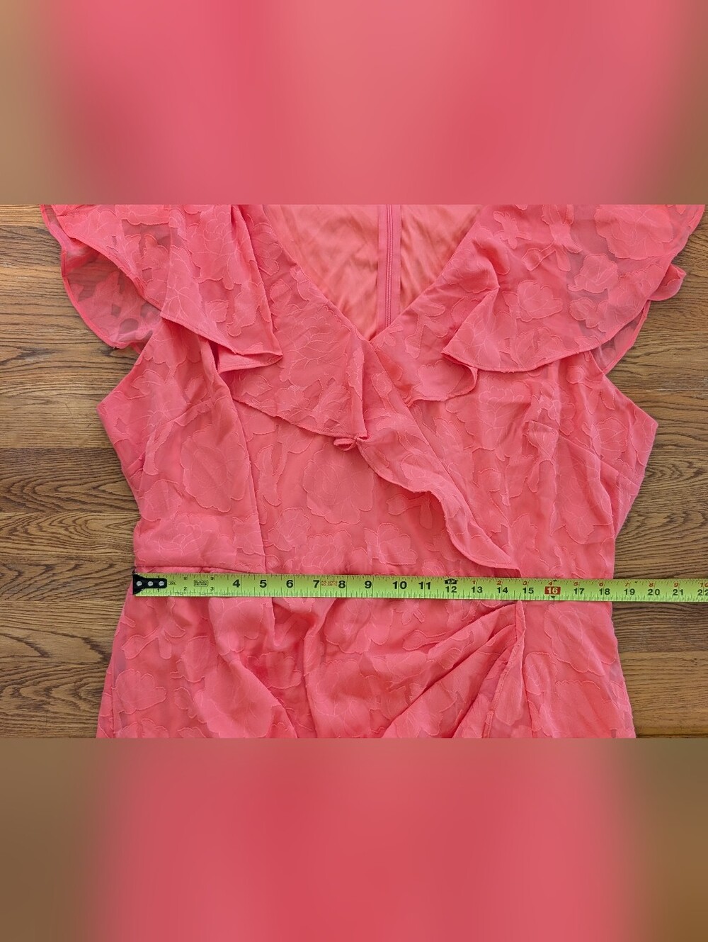 Lane Bryant Coral Pink High-Low Ruffle Dress - Picture 11 of 13